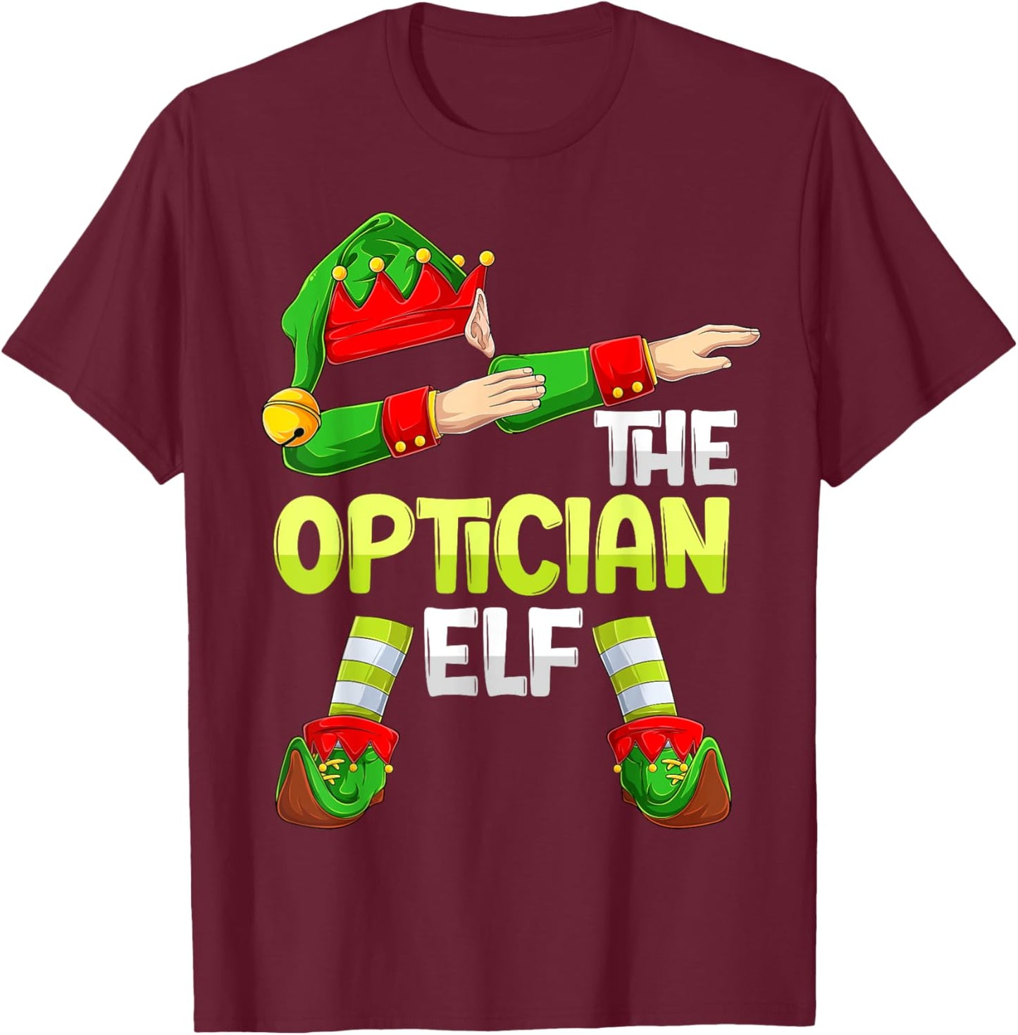 Dabbing Elf Christmas Optometrist Optometry The Optician Elf T-Shirt - T-Shirt | Maroon