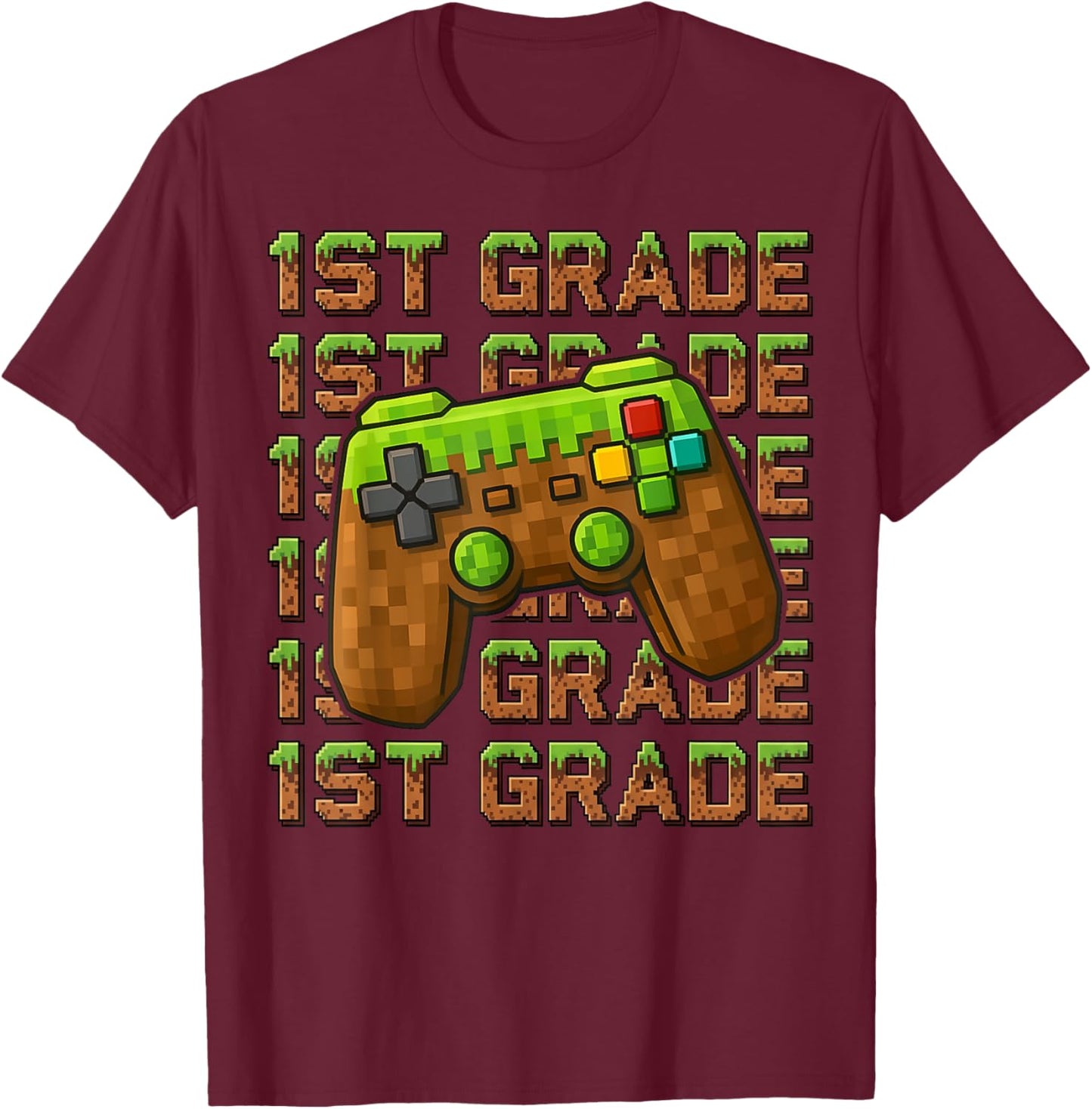 First Day of 1st Grade Level Begins Back to School Girl Boy T-Shirt - T-Shirt | Maroon