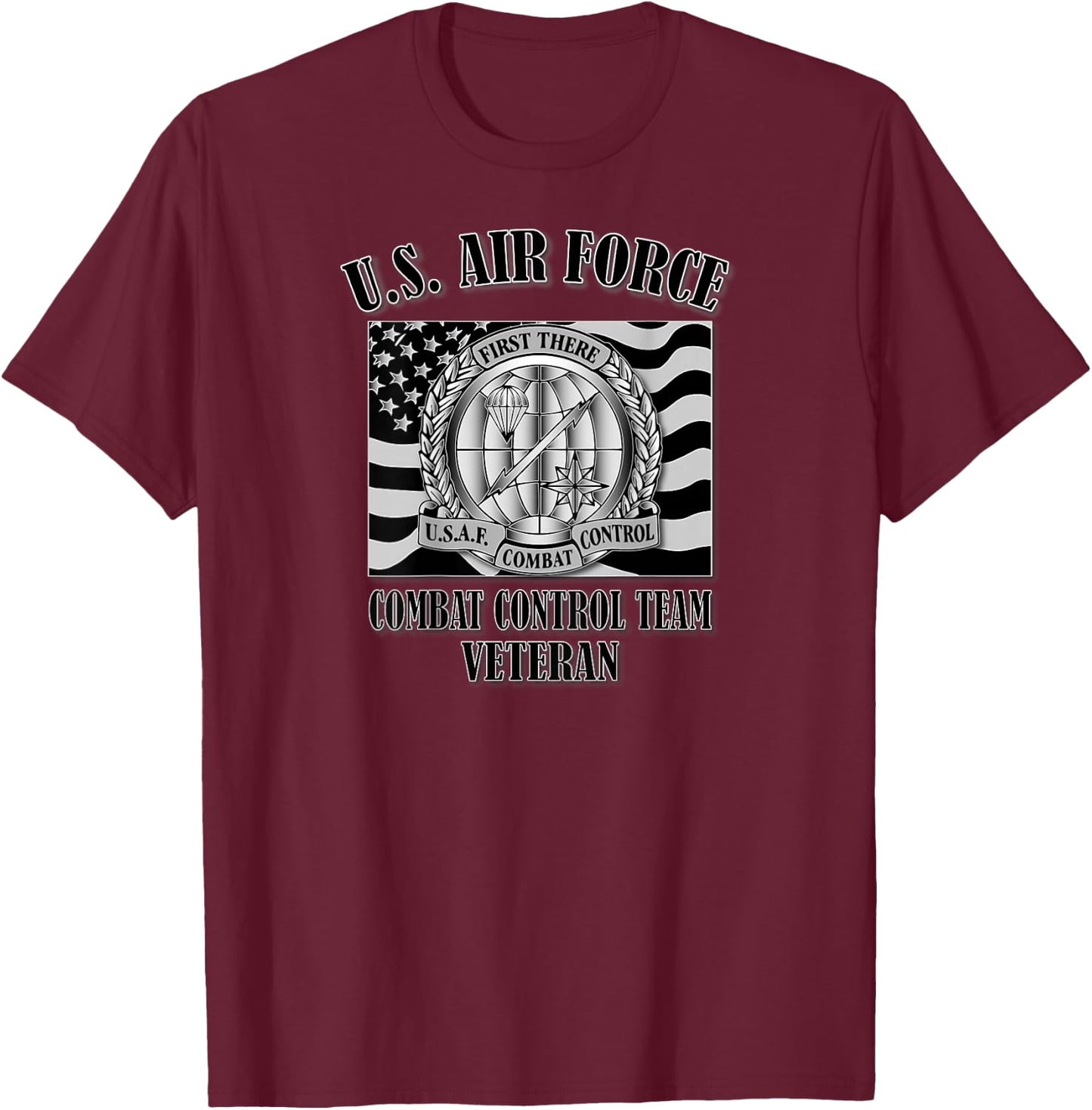 U.S. Air Force Combat Control Team Veteran (Back Design) T-Shirt - T-Shirt | Maroon