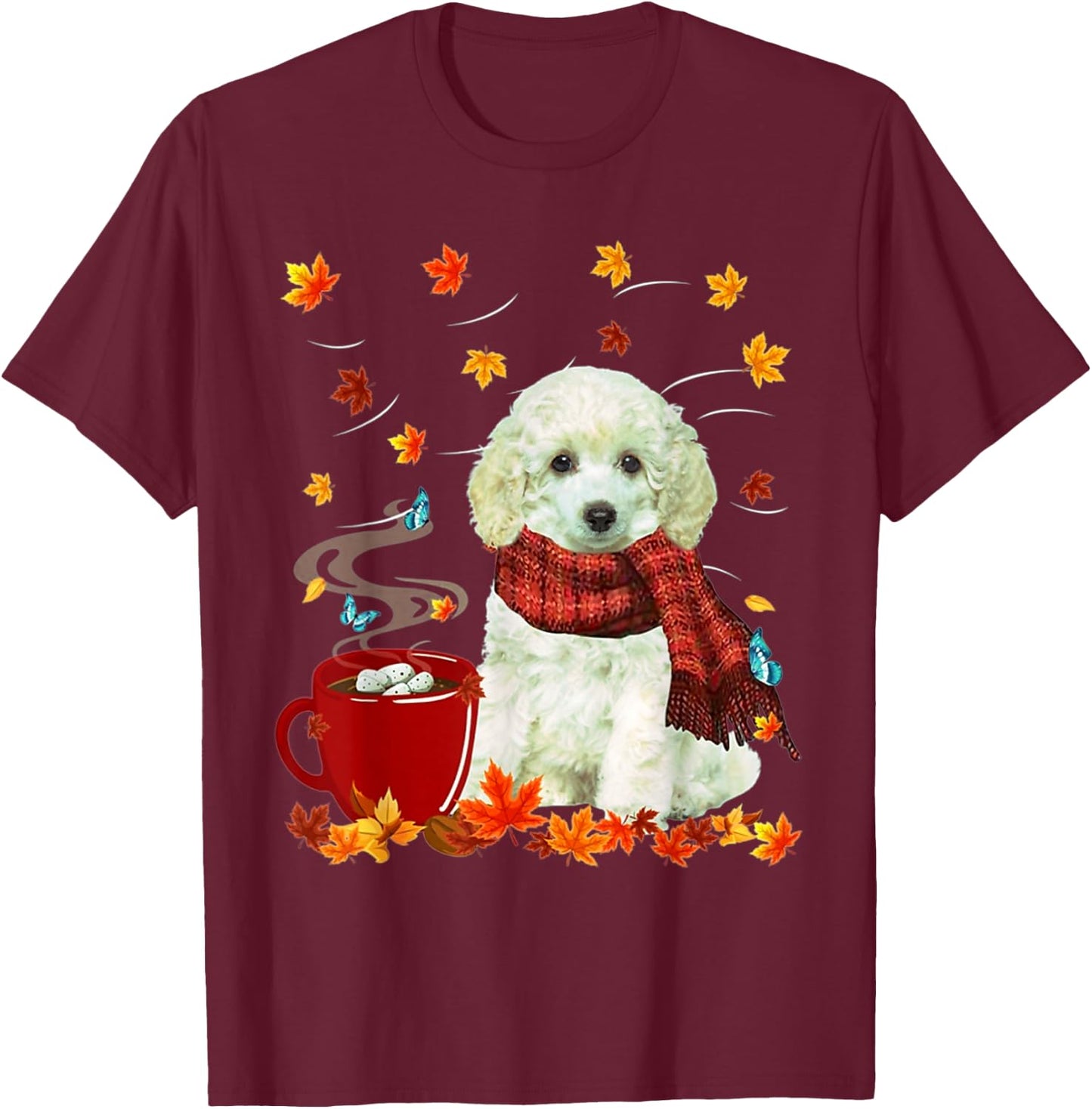 Toy Poodle - Fall - Chocolate - Hot - Funny Dog Autumn Men Women T-Shirt - T-Shirt | Maroon