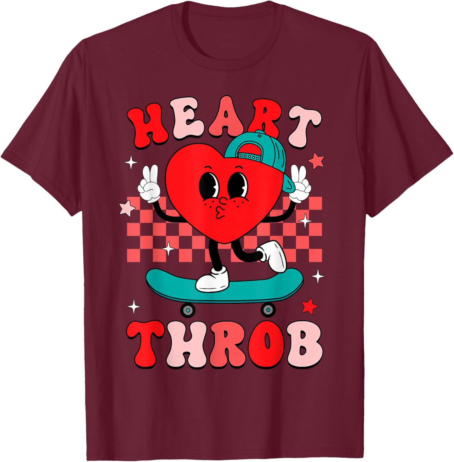 Heart Throb Groovy Valentine Skateboard Toddler Boy Kid T-Shirt - T-Shirt | Maroon