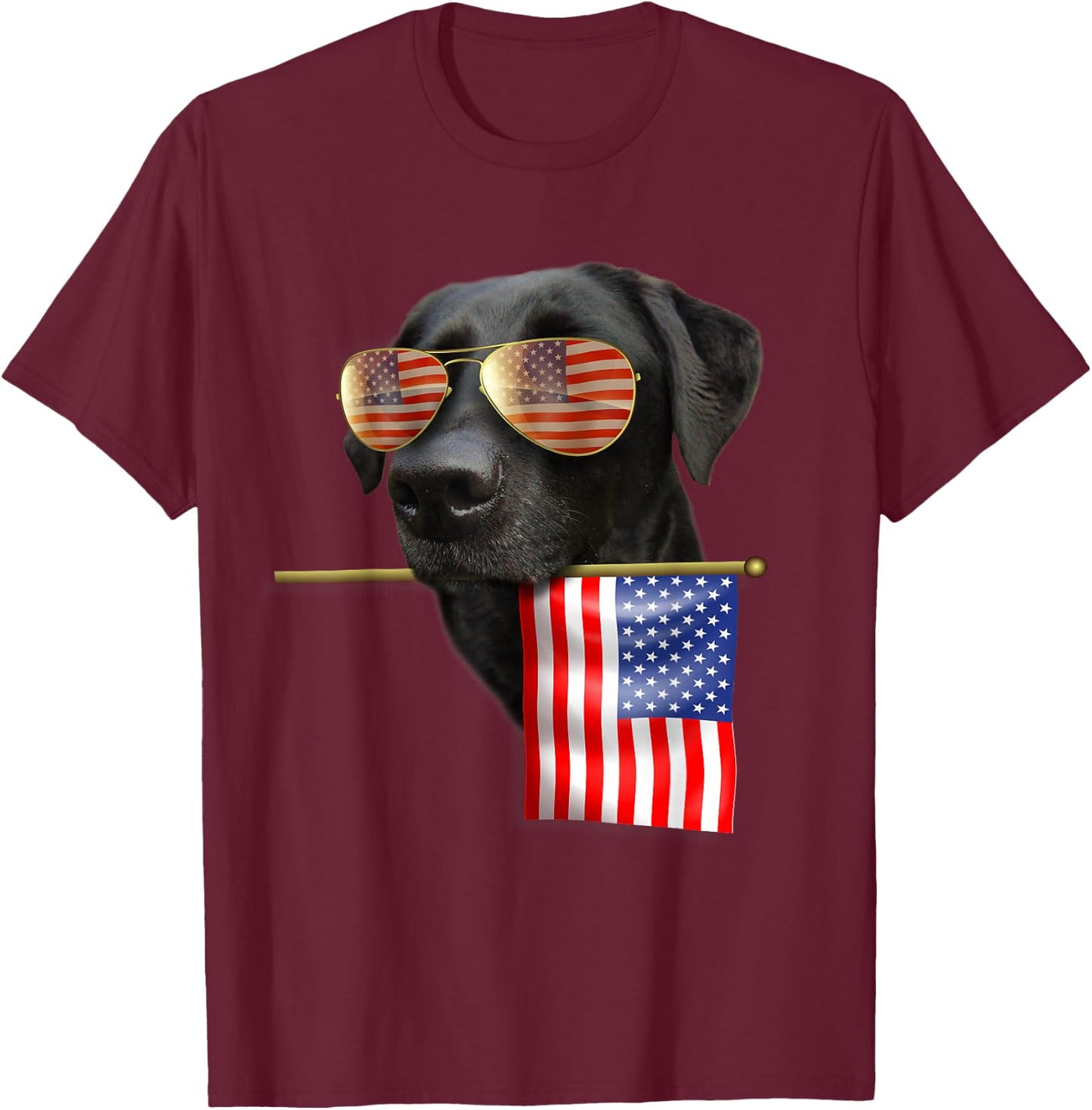 4th of July Shirt Fun American Flag Labrador Dog Lover Gift T-Shirt - T-Shirt | Maroon