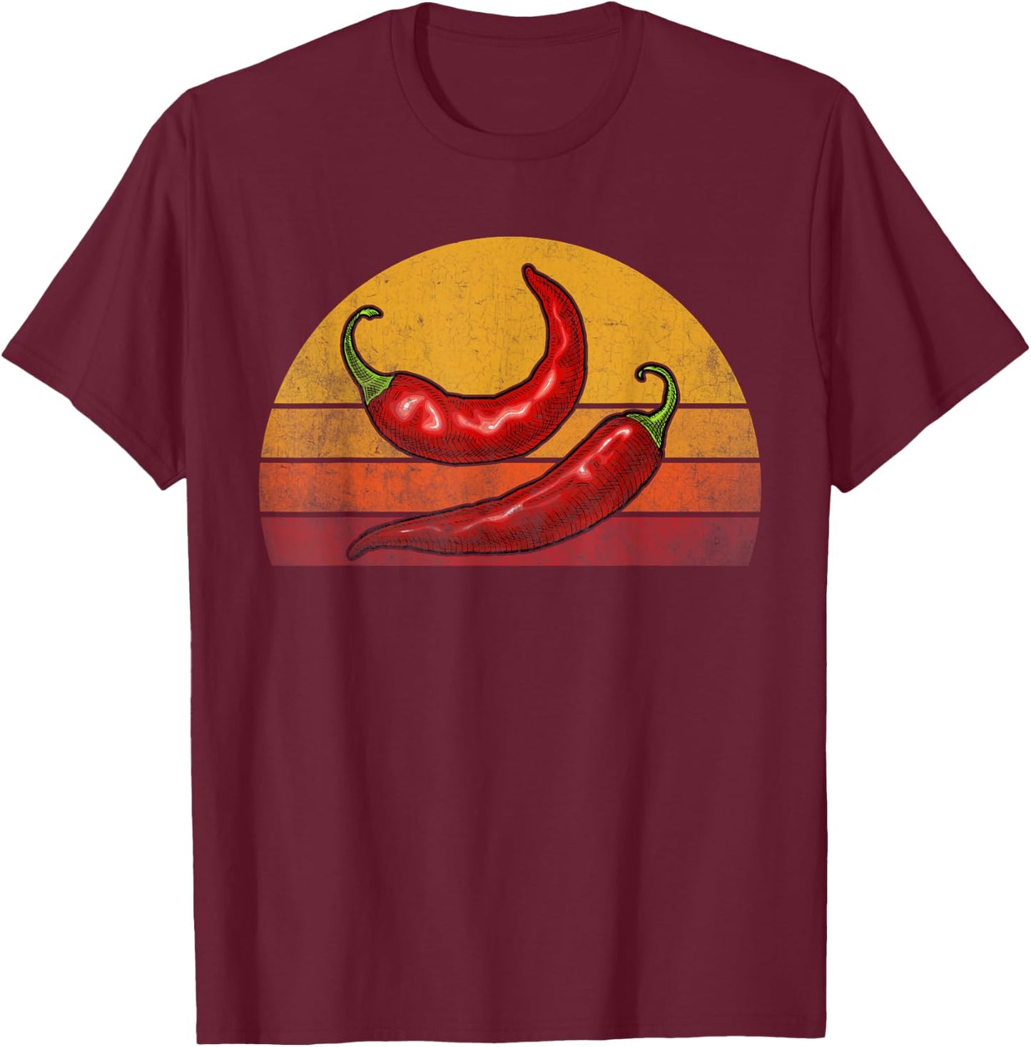 Red Chilli Peppers, Red Hot Vintage Chilli Peppers T-Shirt - T-Shirt | Maroon