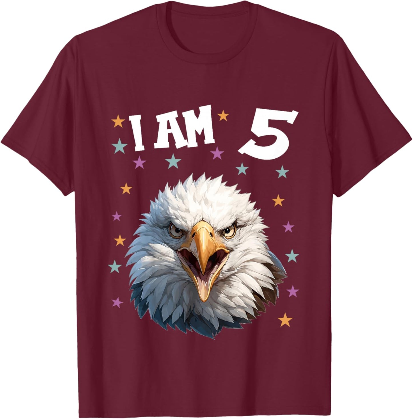 Kids 5 Years old 5 birthday Bald Eagles Boy Girl Bald Eagle T-Shirt - T-Shirt | Maroon