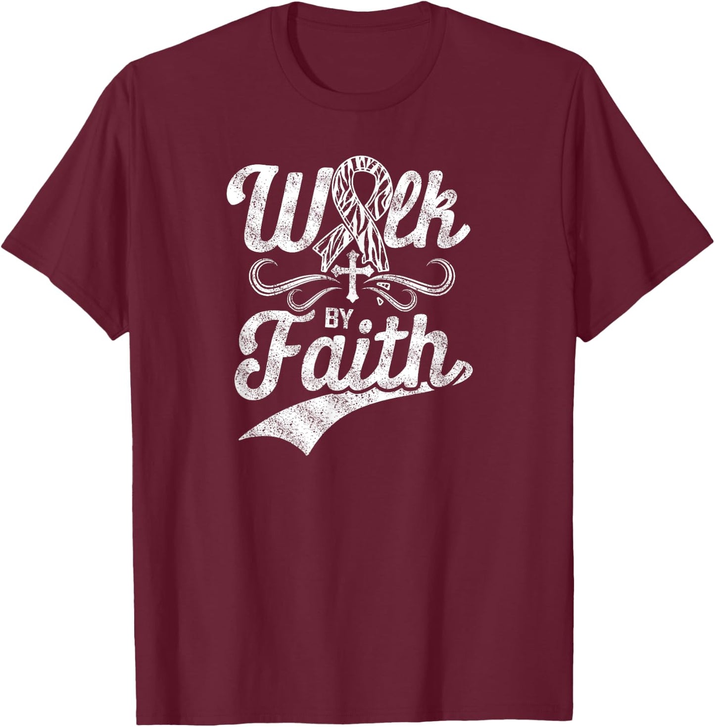 Mindful Christian Religious Zebra Ribbon Carcinoid Cancer T-Shirt - T-Shirt | Maroon