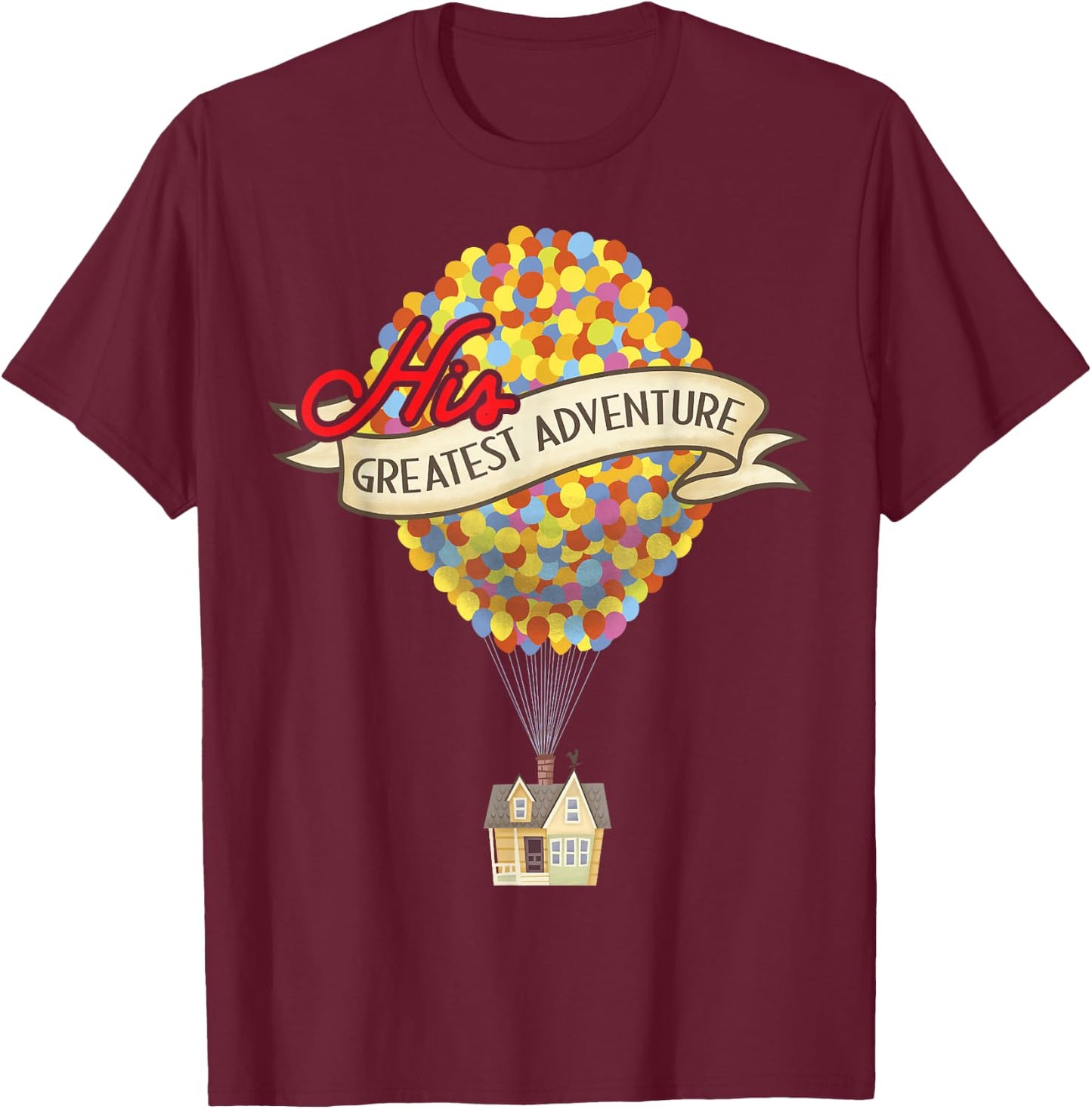 Disney Pixar Up His Greatest Adventure House Graphic T-Shirt - T-Shirt | Maroon