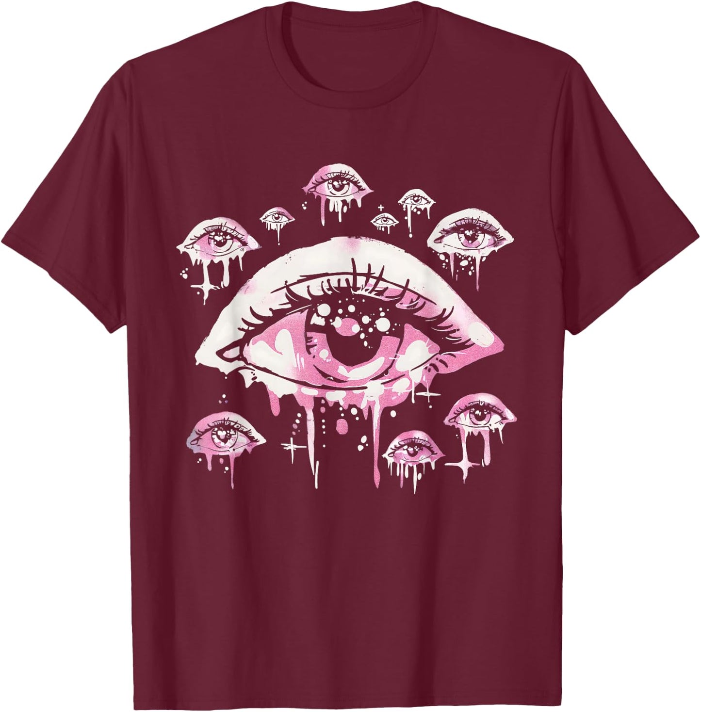 Eyes Pastel Goth Pink Weird Grunge Alt Odd Strange Aesthetic T-Shirt - T-Shirt | Maroon
