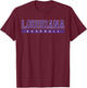 Louisiana Baseball Purple Vintage Text T-Shirt - T-Shirt | Maroon