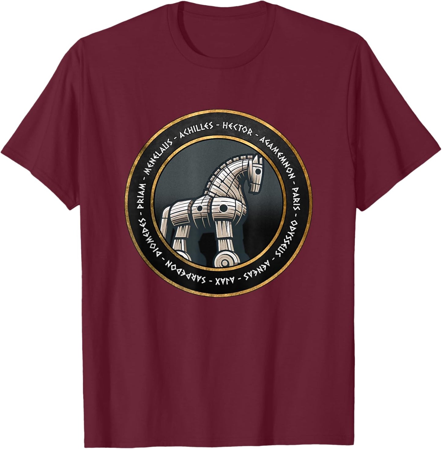 The Trojan War Heroes of the Iliad Greek History T-Shirt - T-Shirt | Maroon