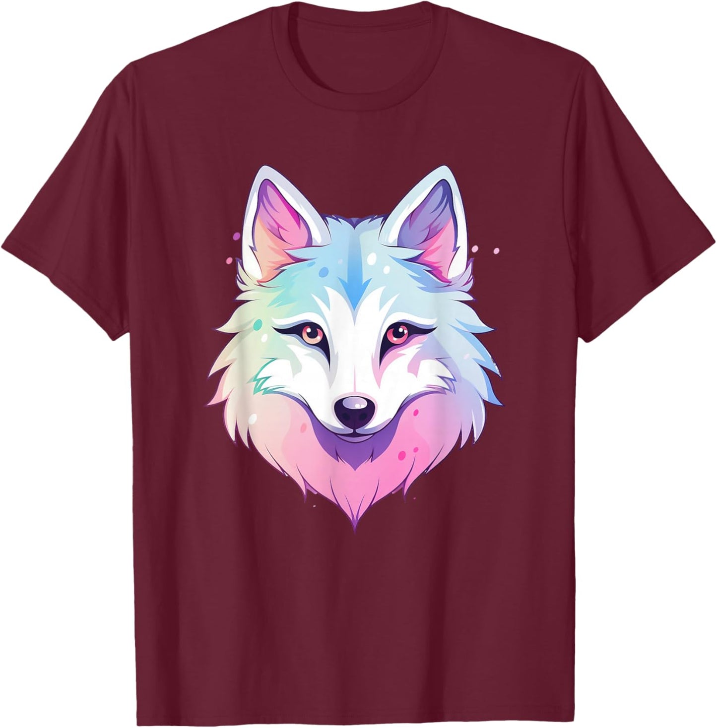 Pastel Wolf I Colourful Wolf T-Shirt - T-Shirt | Maroon