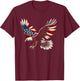 Bald Eagle & Patriotic American Flag 4th Of July T-Shirt - T-Shirt | Maroon