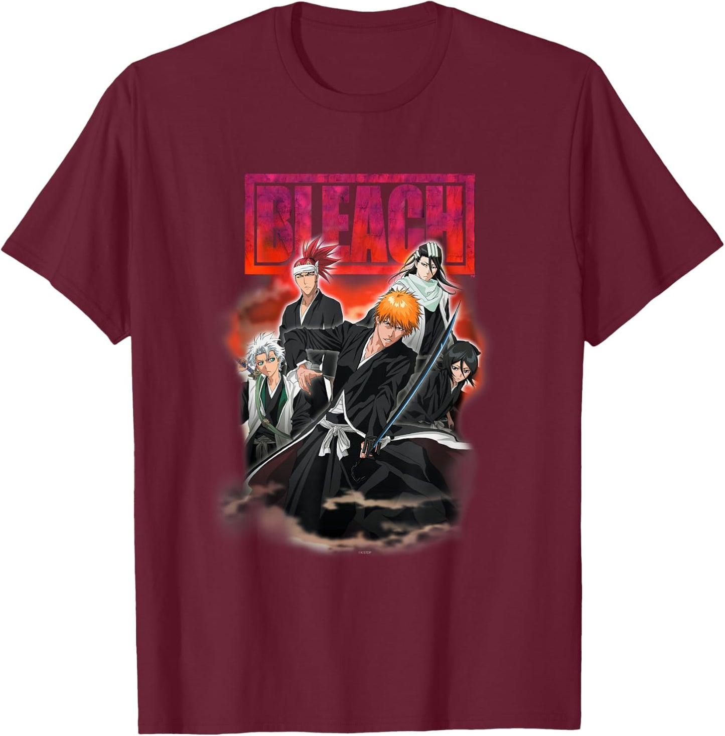Bleach Portrait Group Smoke Anime T-Shirt - T-Shirt | Maroon