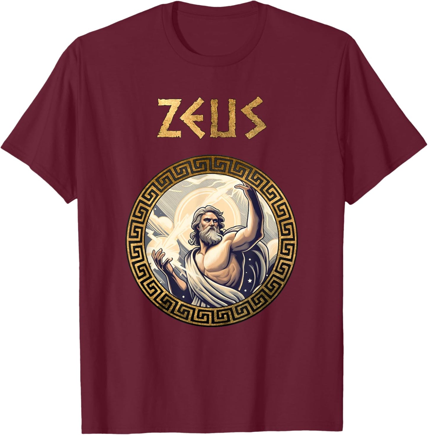 Agema Apparel Zeus Greek God Ancient Greece Mythology , Small, Black T-Shirt - T-Shirt | Maroon