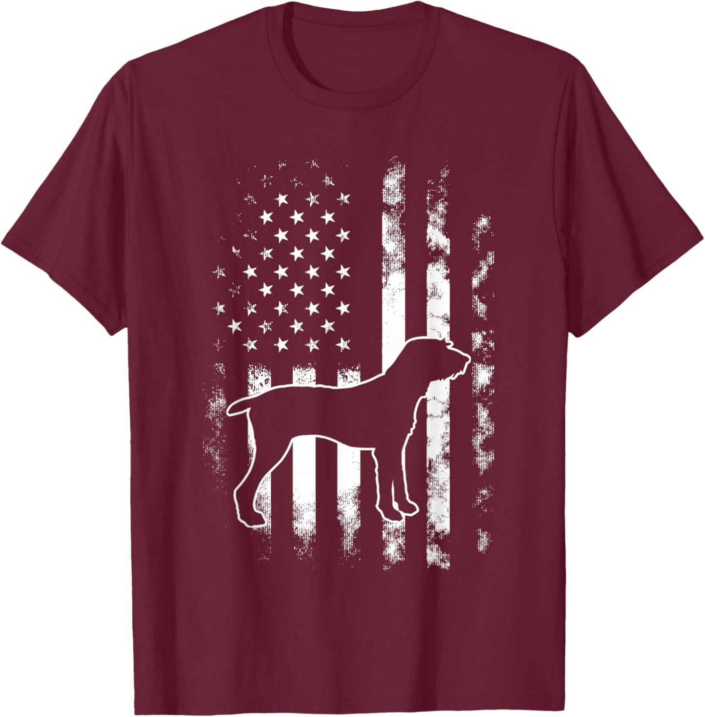 American US Flag Pudelpointer T-Shirt - T-Shirt | Maroon