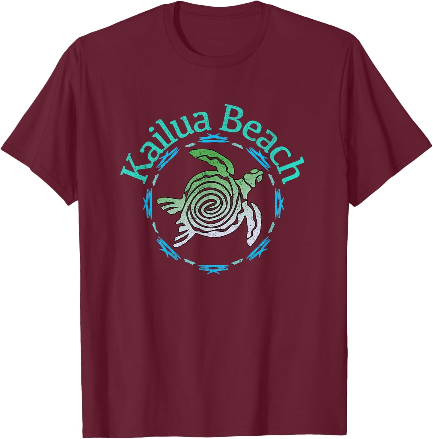 Kailua Beach Vintage Tribal Turtle Gift T-Shirt - T-Shirt | Maroon