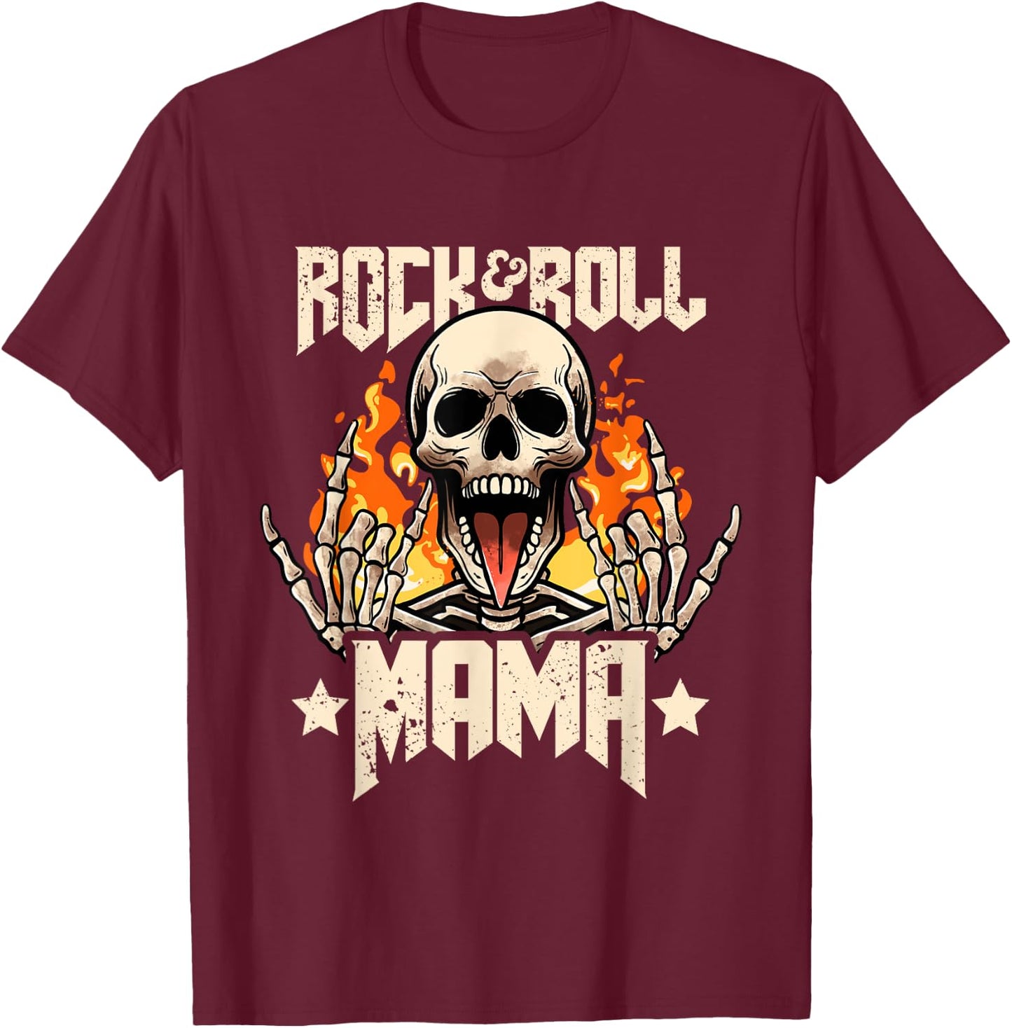 Rock And Roll Mama Mom Vintage Retro Rock&Roll Rock Concert T-Shirt - T-Shirt | Maroon