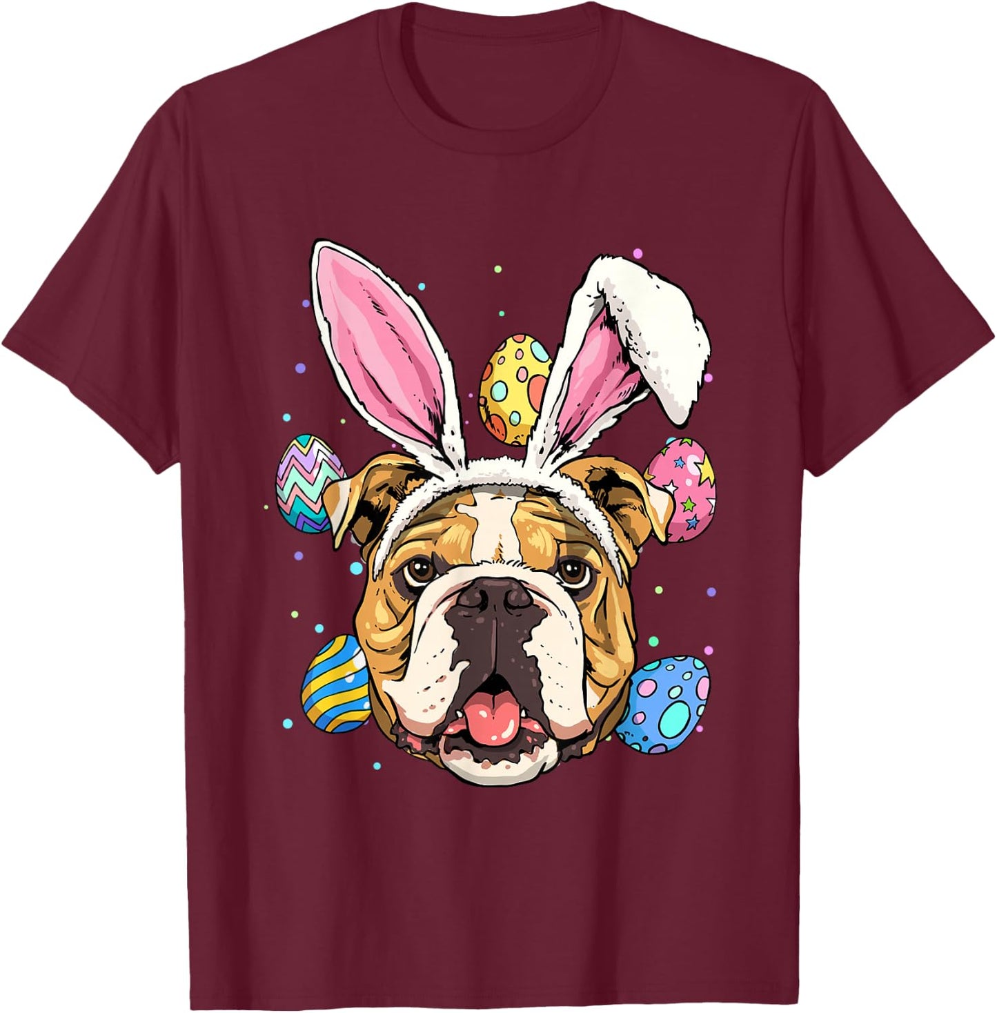 Easter Bunny American Bulldog Kids Men Women T-Shirt - T-Shirt | Maroon