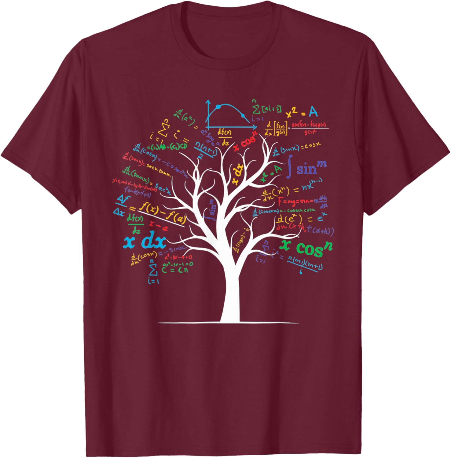 Funny AP Calculus Algebra Tree Math Teacher Nerd Geek T-Shirt - T-Shirt | Maroon