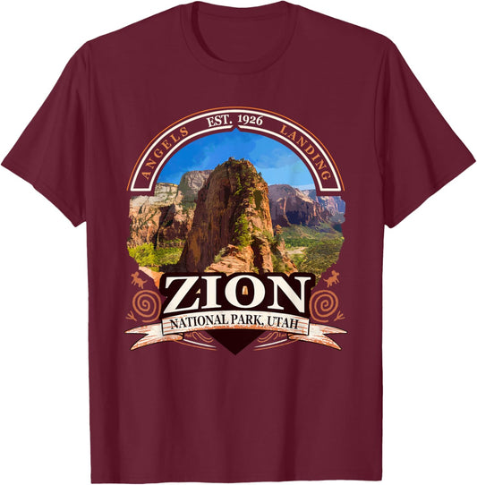 Angels Landing in Zion national park Utah T-Shirt - T-Shirt | Maroon