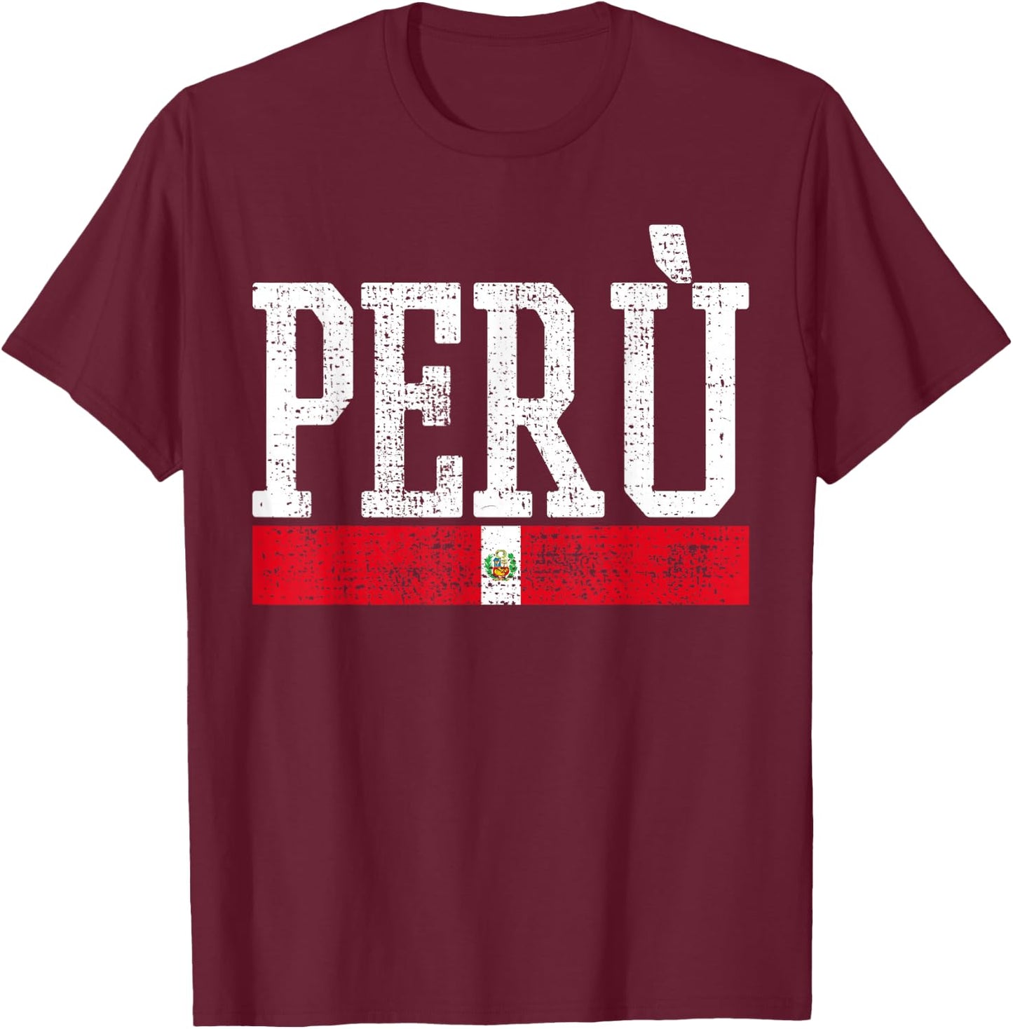 Peru Peruvian National Flag Country Vintage T-Shirt - T-Shirt | Maroon