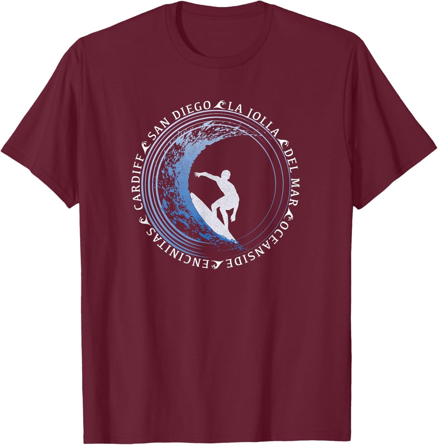 San Diego Surf/San Diego Beach Gift T-Shirt - T-Shirt | Maroon