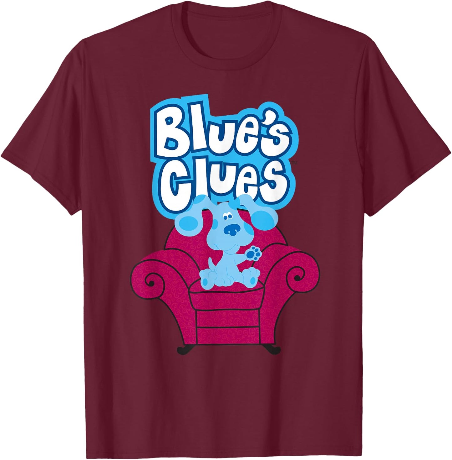 Blue's Clues On Red Sofa T-Shirt - T-Shirt | Maroon