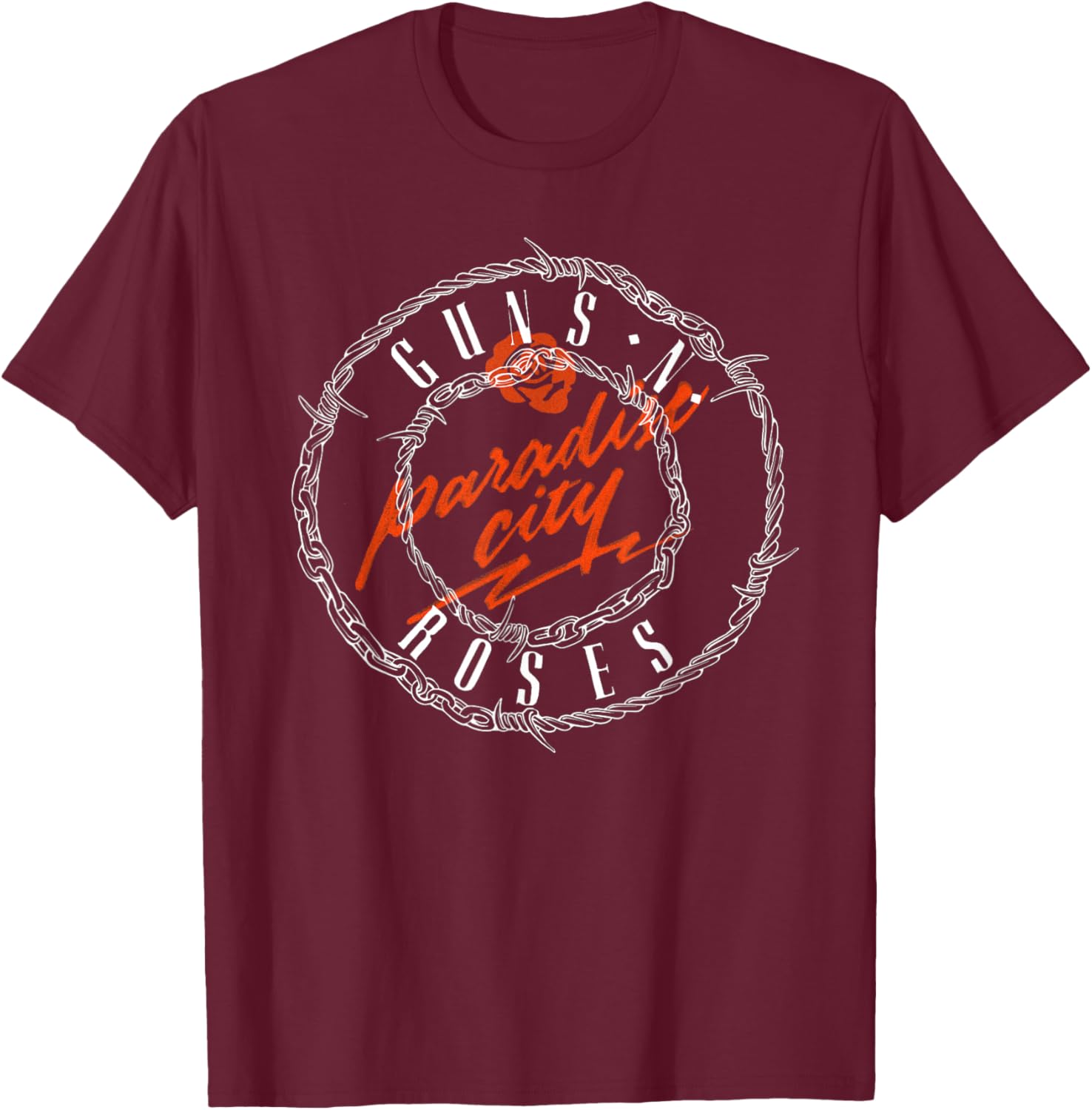 Official Guns N' Roses Paradise Logo T-Shirt - T-Shirt | Maroon