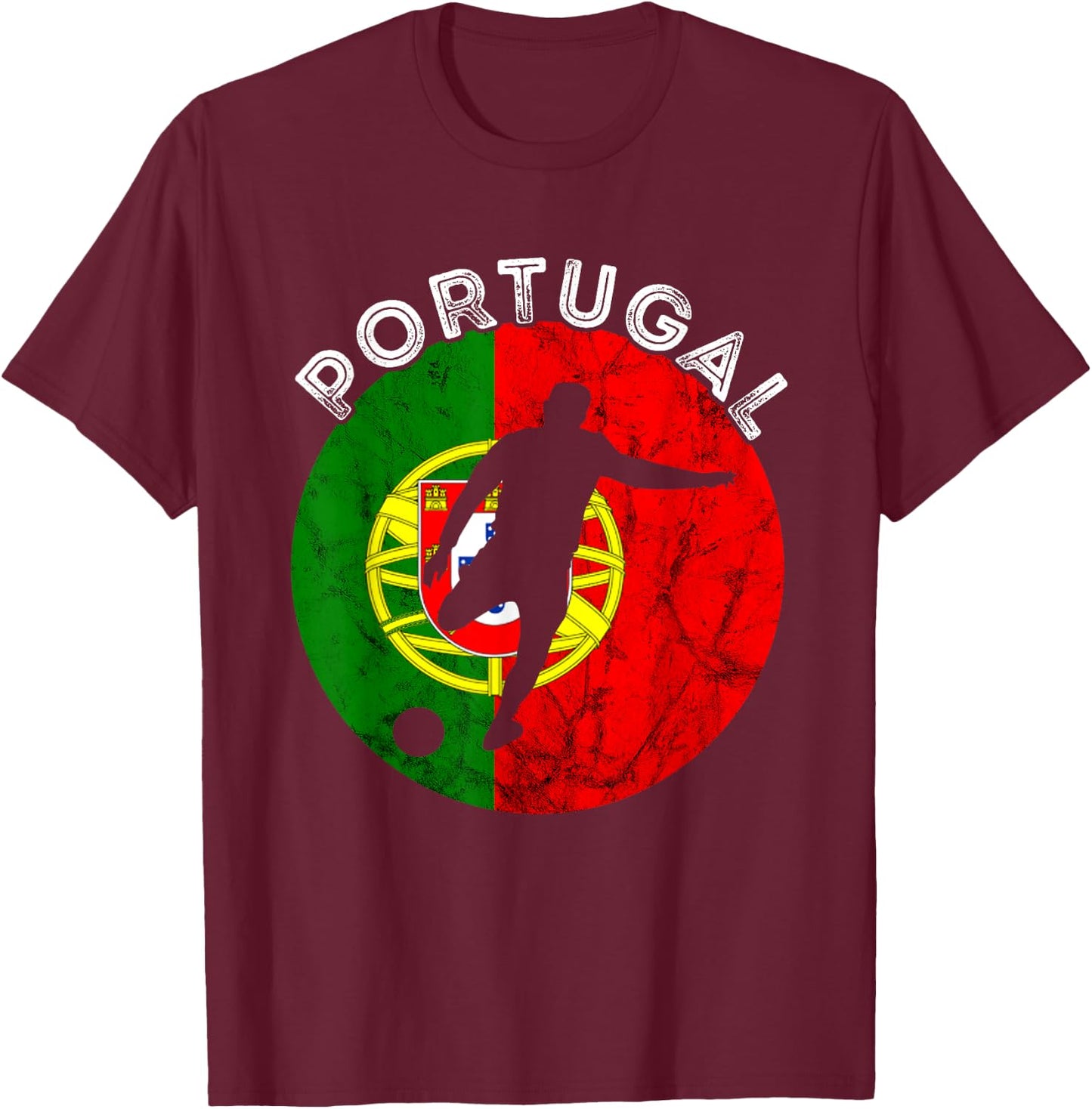 Portugal Flag Futebol Soccer Player Portuguese Pride T-Shirt - T-Shirt | Maroon
