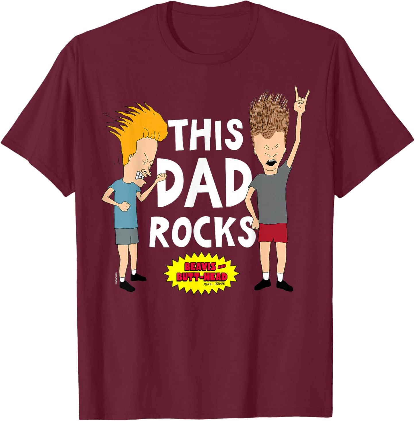 MTV - Beavis and Butthead This Dad Rocks T-Shirt - T-Shirt | Maroon