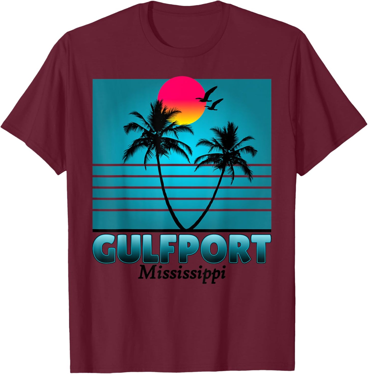 Gulfport Mississippi Holiday Retro Vintage Gift T-Shirt - T-Shirt | Maroon