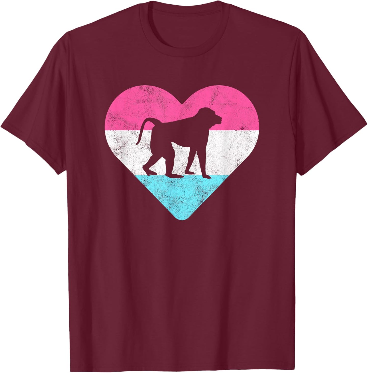 Retro Vintage Baboon Monkey Gift or Girls T-Shirt - T-Shirt | Maroon