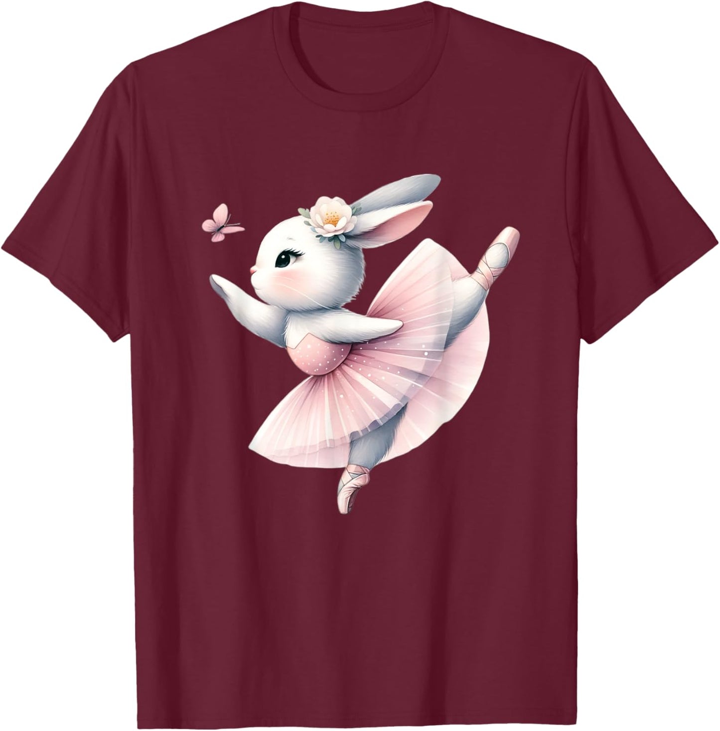 Ballerina Bunny Performance Ballet Rabbit Tutu Girl Kids T-Shirt - T-Shirt | Maroon