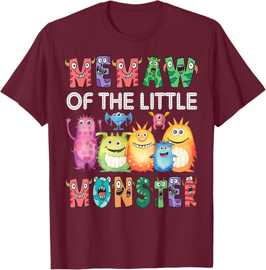 Memaw Of The Little Monster Kids 1St Birthday Party T-Shirt - T-Shirt | Maroon