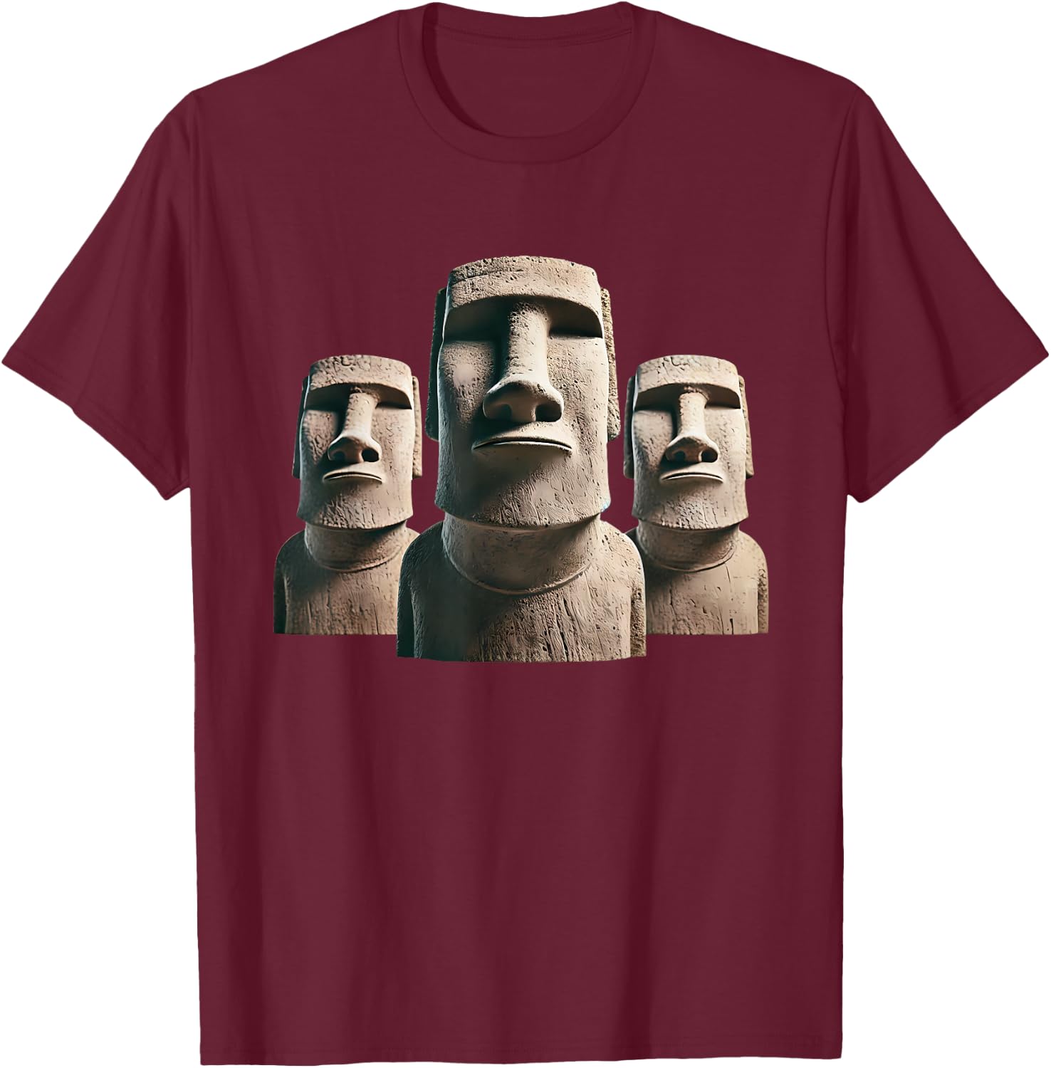 Moai Statue, Moai Monoliths, Easter Island Moai T-Shirt - T-Shirt | Maroon