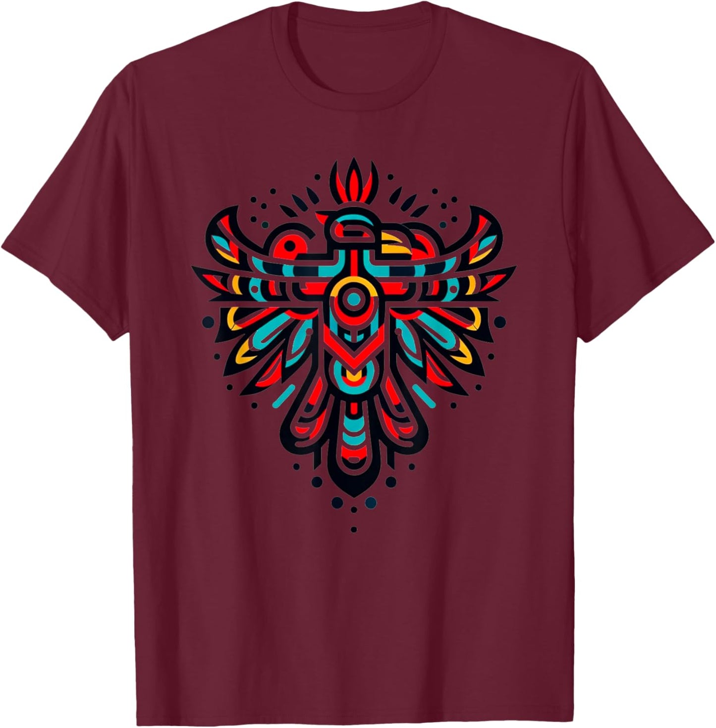 Thunderbird Native American Tribal Art T-Shirt - T-Shirt | Maroon