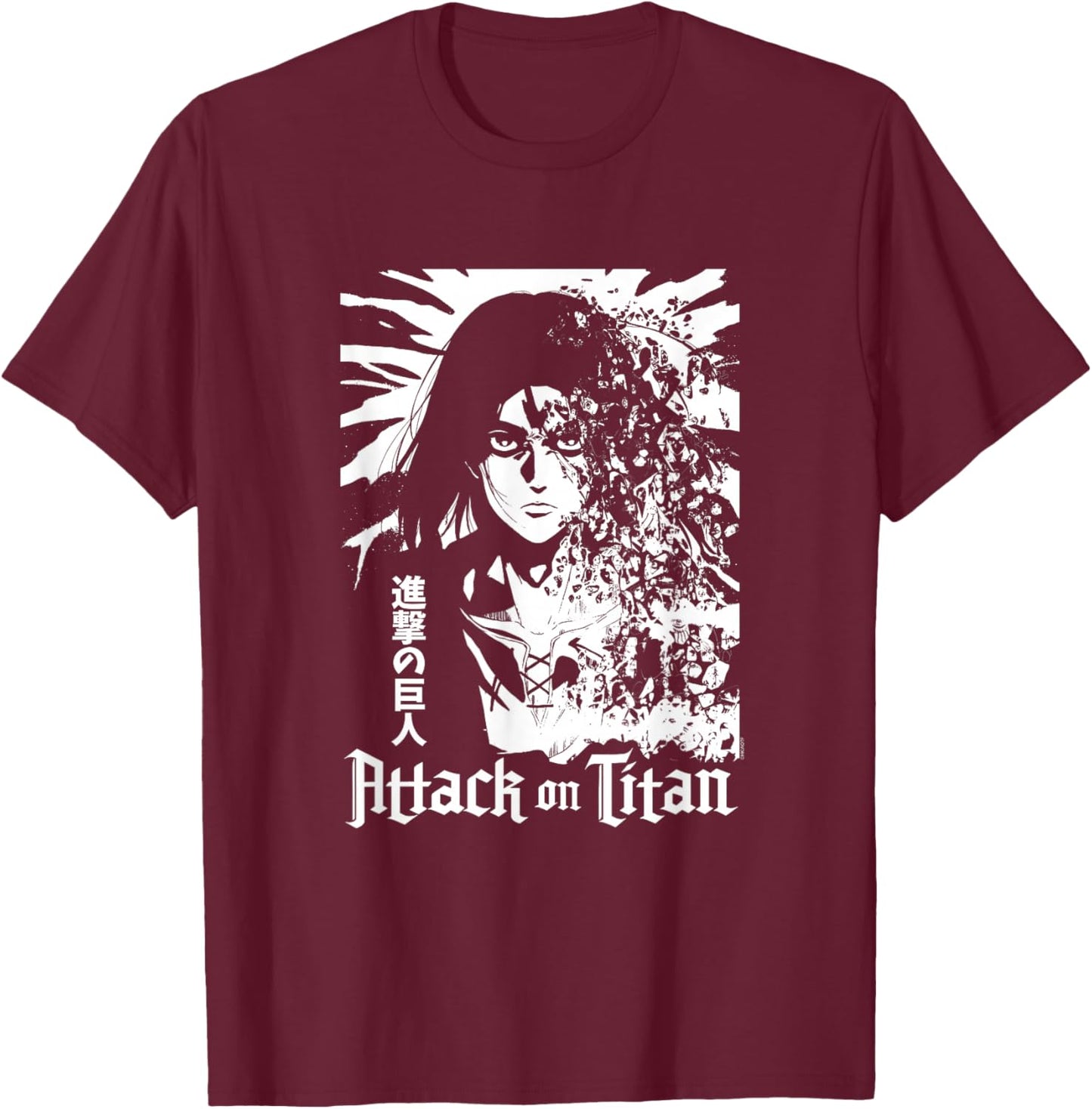 Attack on Titan Season 4 Eren Explosion White Graphic Anime T-Shirt - T-Shirt | Maroon
