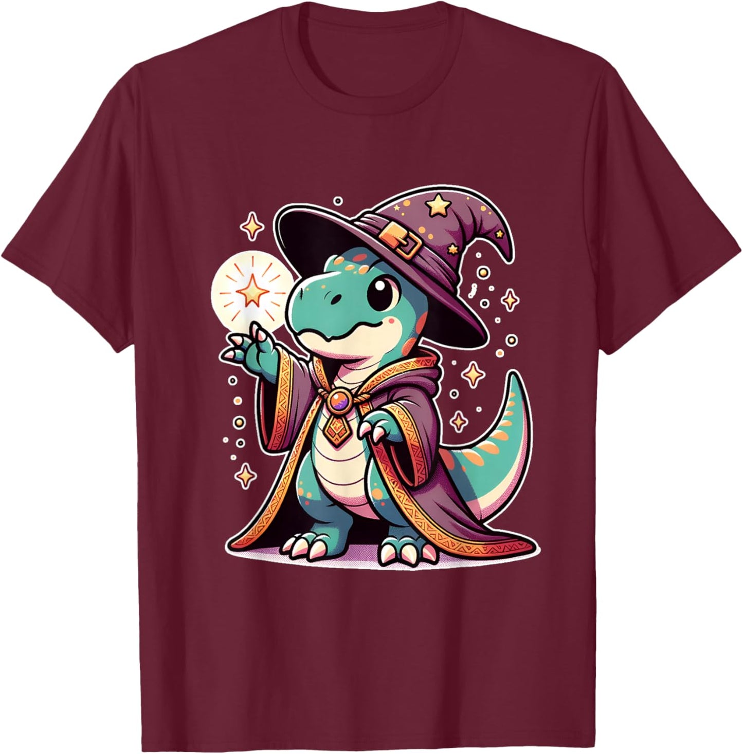 Halloween wizard funny dinosaur T-Shirt - T-Shirt | Maroon