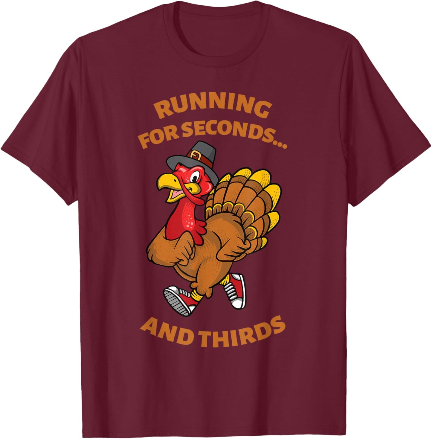 Turkey Trot Thanksgiving Run Matching Clothing Co Women's Black Thanksgiving Themed Novelty T-Shirt - T-Shirt | Maroon