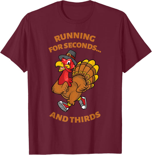 Turkey Trot Thanksgiving Run Matching Clothing Co Women's Black Thanksgiving Themed Novelty T-Shirt - T-Shirt | Maroon