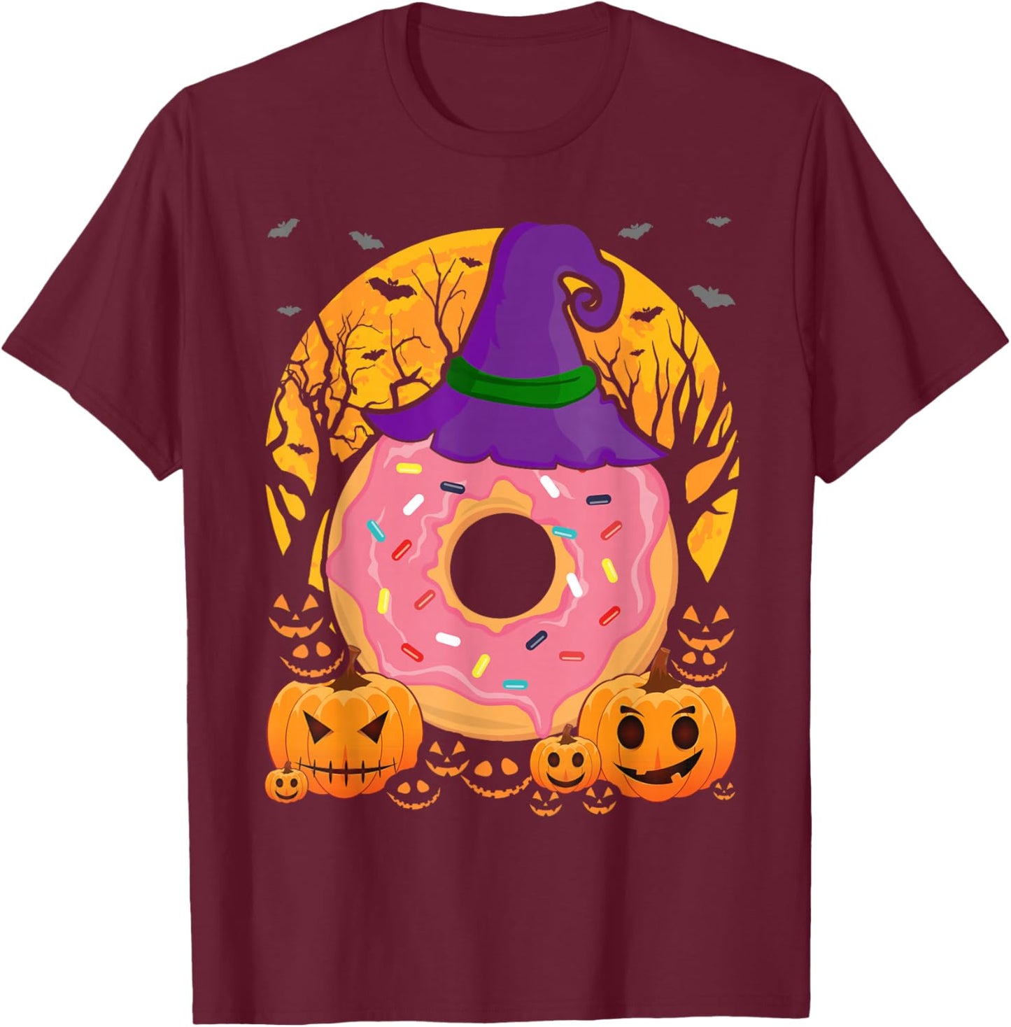 Halloween Donut Cute Food Costume Pastry Chef Men Women Kids T-Shirt - T-Shirt | Maroon
