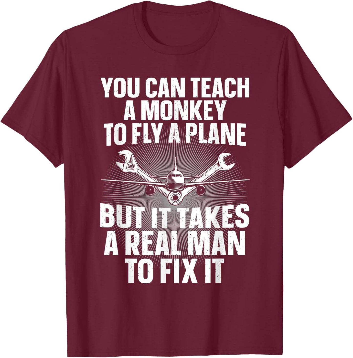 Funny Aircraft Mechanic Art Boys Aircraft Technician T-Shirt - T-Shirt | Maroon