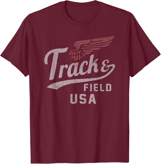 USA Track and Field Faded Jersey T-Shirt - T-Shirt | Maroon