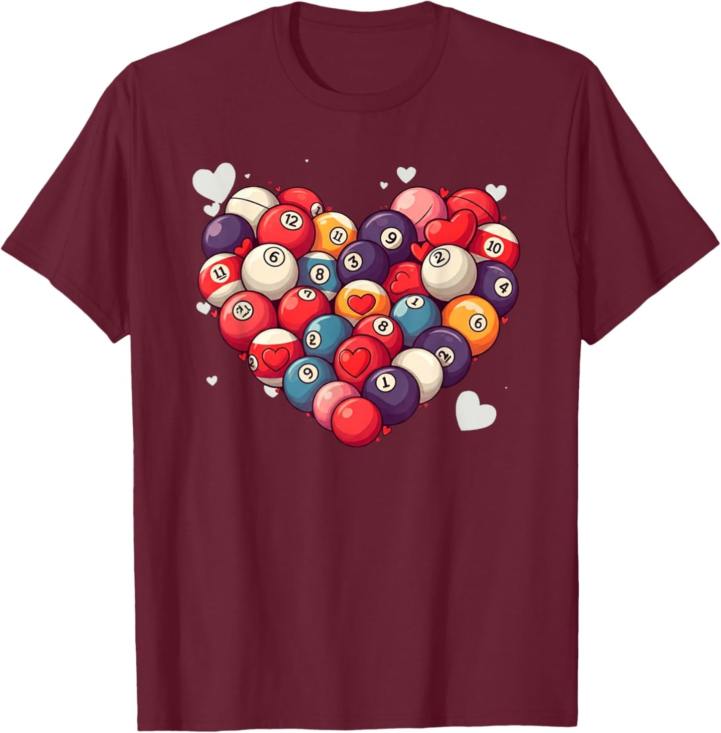 Funny Billiards Heart Valentine Billiard Kids T-Shirt - T-Shirt | Maroon