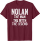 Nolan The Man The Myth The Legend Shirt First Name Nolan T-Shirt - T-Shirt | Maroon