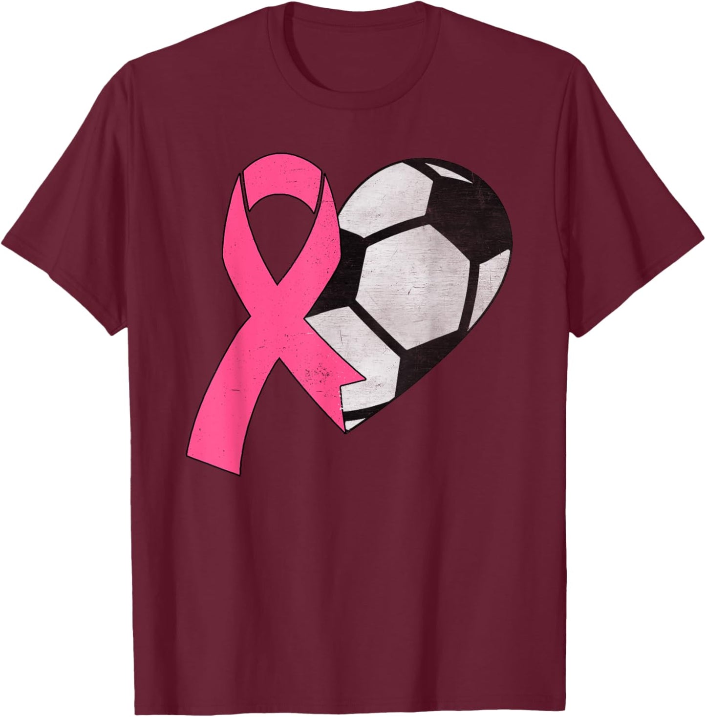 Pink Ribbon Soccer Ball Breast Cancer Awareness Month Women T-Shirt - T-Shirt | Maroon