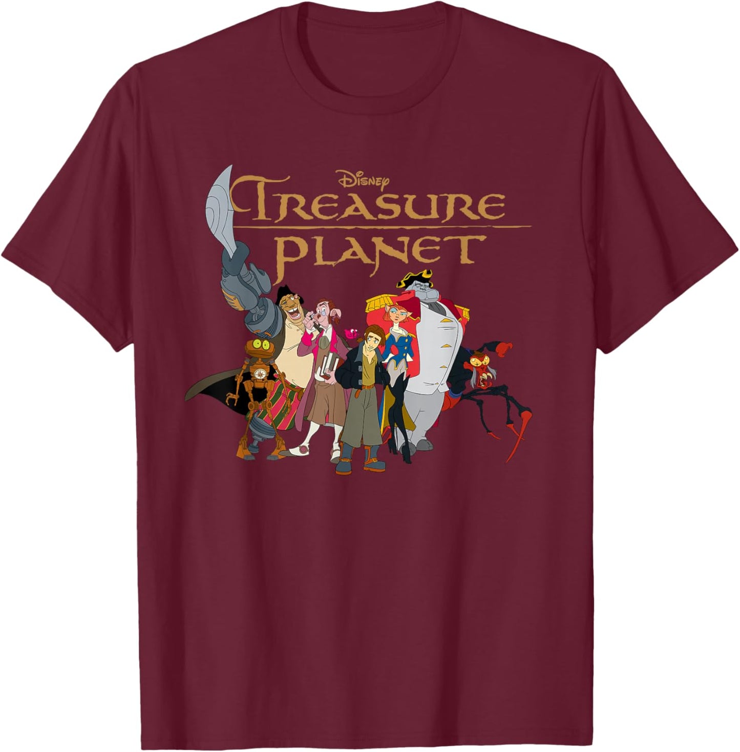 Disney Treasure Planet Logo and Characters Small T-Shirt - T-Shirt | Maroon