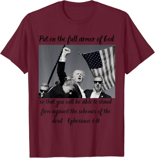 Donald Trump Fist Pump Flag 7 13 T-Shirt - T-Shirt | Maroon