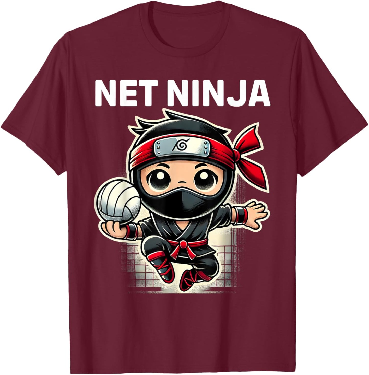 Net Ninja Volleyball Martial Arts Sport T-Shirt - T-Shirt | Maroon