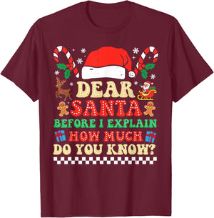 Dear Santa I Can Explain Funny Christmas Xmas Squad Groovy T-Shirt - T-Shirt | Maroon