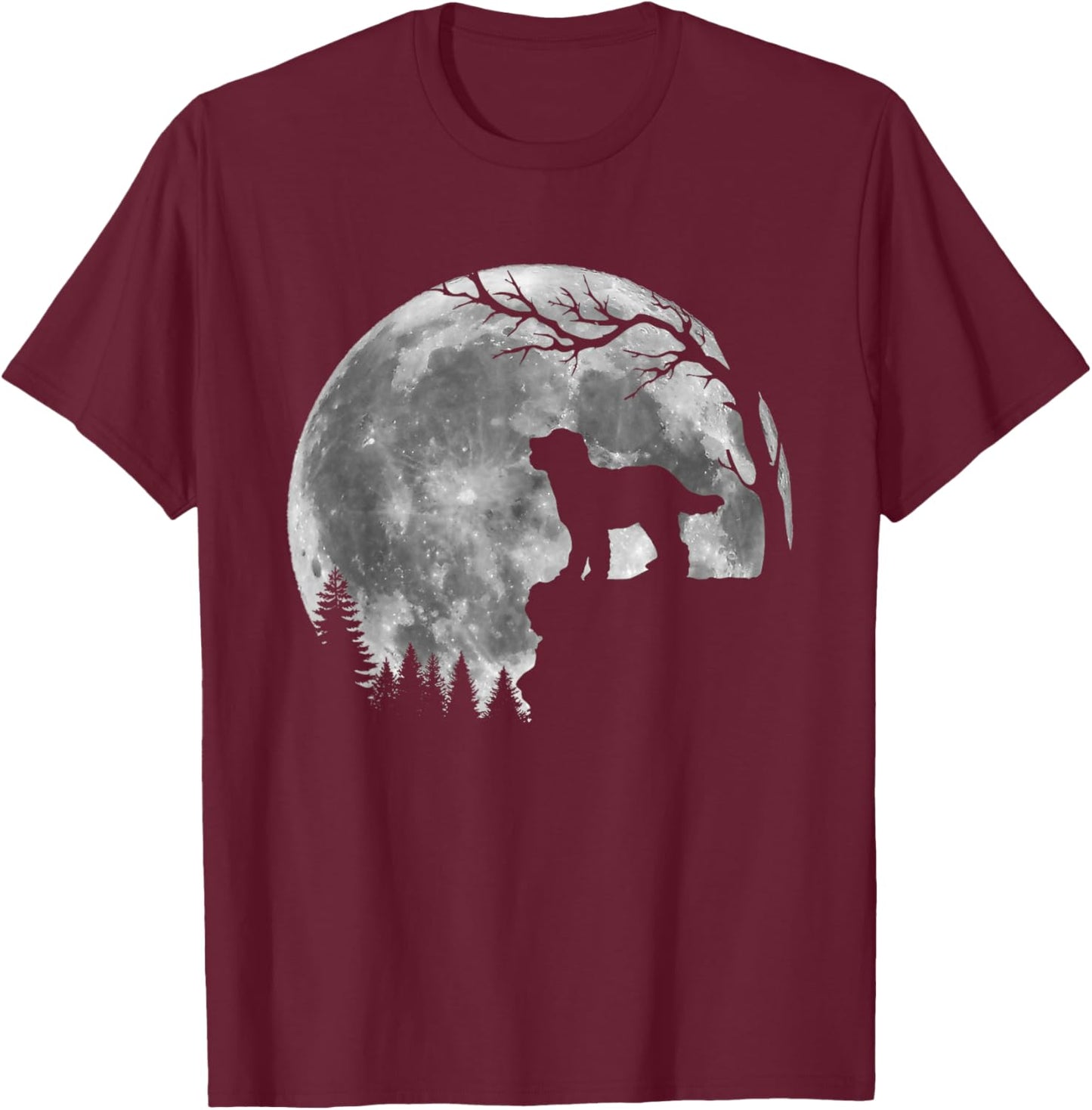 Bernedoodle Doodle Dog Moon Silhouette Halloween Costume T-Shirt - T-Shirt | Maroon
